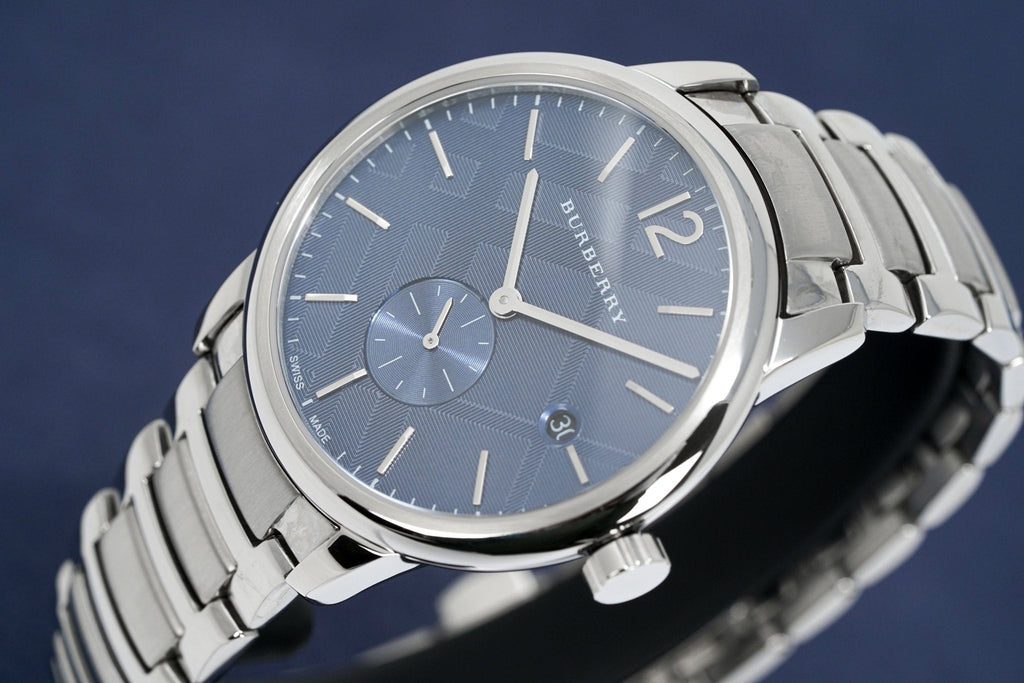 Buy Shop Burberry The Classic Blue Dial Silver Steel Strap Watch for Men - BU10007 USA Online