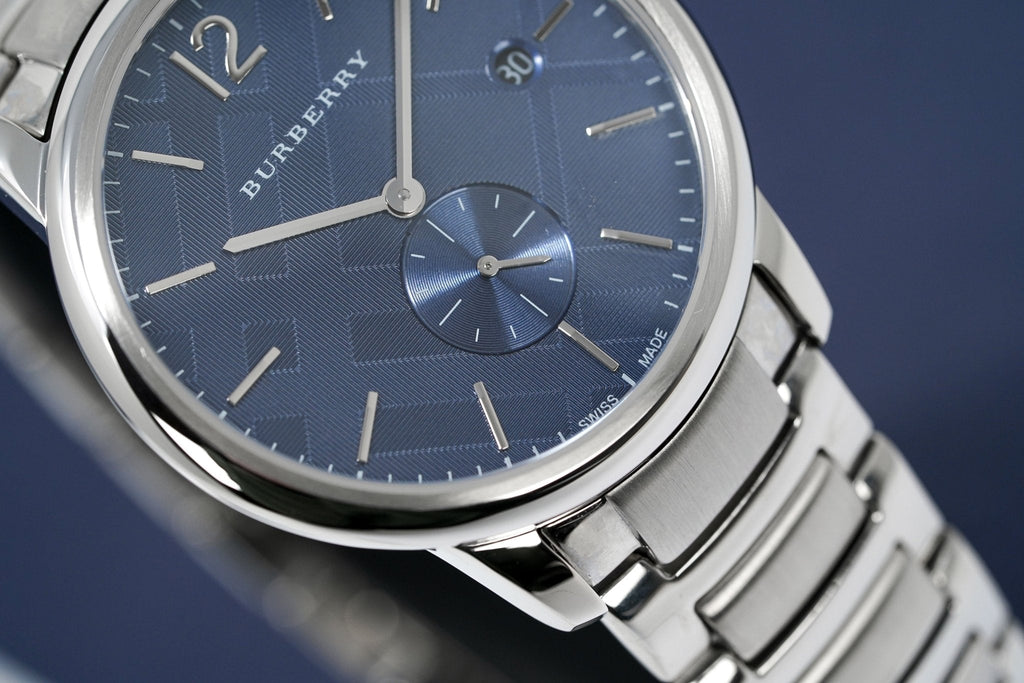 Buy Shop Burberry The Classic Blue Dial Silver Steel Strap Watch for Men - BU10007 USA Online