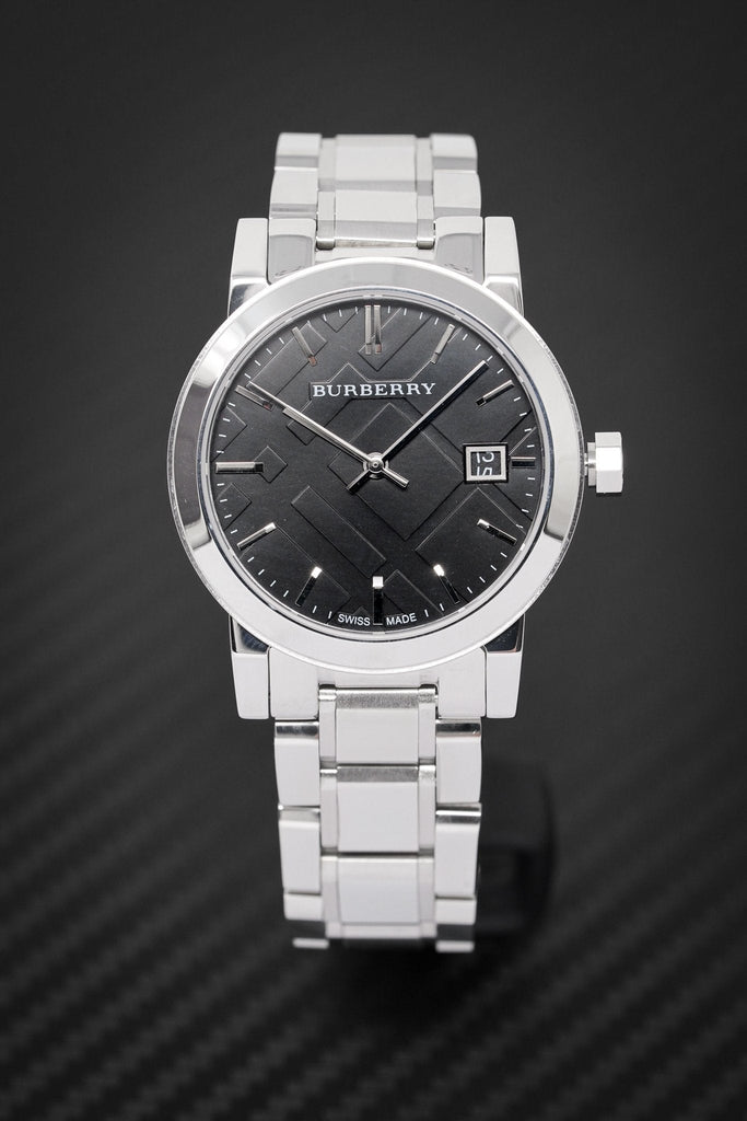 Buy Shop Burberry The City Black Dial Silver Steel Strap Watch for Women - BU9101 USA Online
