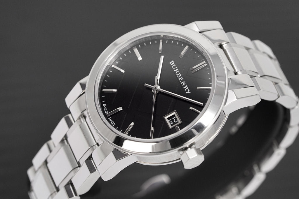Buy Shop Burberry The City Black Dial Silver Steel Strap Watch for Women - BU9101 USA Online