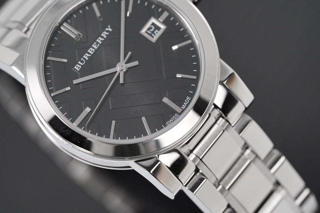 Buy Shop Burberry The City Black Dial Silver Steel Strap Watch for Women - BU9101 USA Online