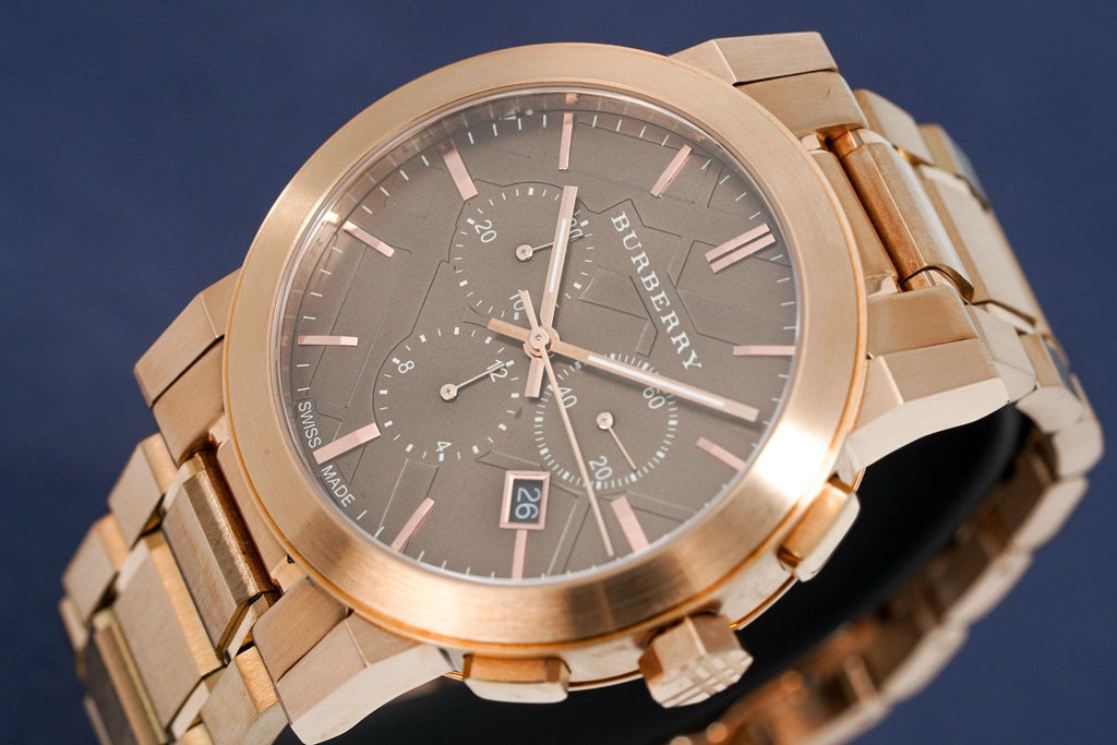 Buy Shop Burberry The City Grey Dial Rose Gold Steel Strap Watch for Men - BU9353 USA Online