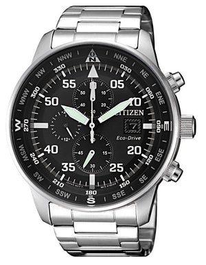 Buy Shop Citizen Eco Drive Chronograph Black Dial Silver Steel Strap Watch For Men - CA0690-88E USA Online