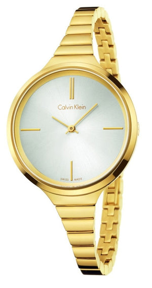 Buy Shop Calvin Klein Lively White Dial Gold Steel Strap Watch for Women - K4U23526 USA Online