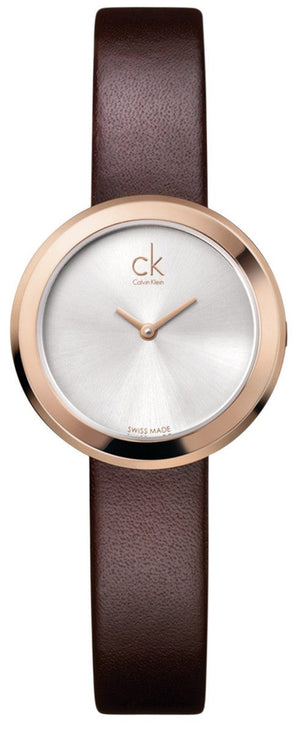 Buy Shop Calvin Klein Firm White Dial Brown Leather Strap Watch for Women - K3N236G6 USA Online