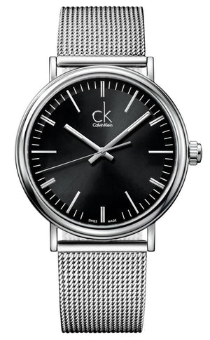 Buy Shop Calvin Klein Surround Black Dial Silver Mesh Bracelet Watch for Men - K3W21121 USA Online