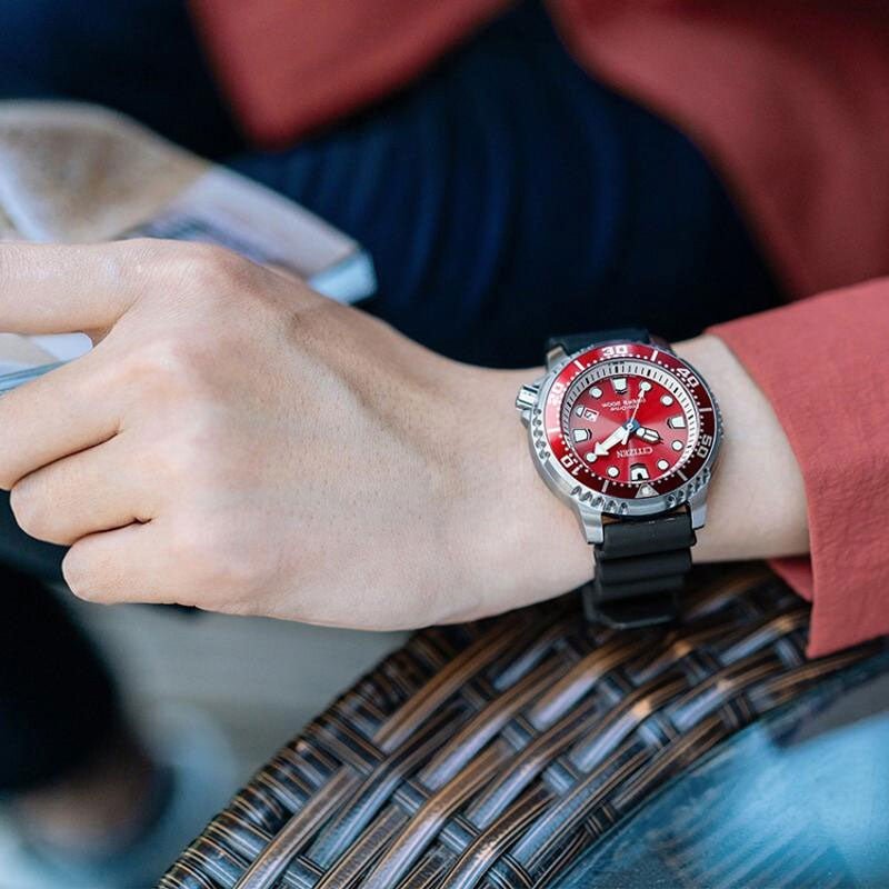 Buy Shop Citizen Eco Drive Promaster Marine Red Dial Black Rubber Strap Watch For Men - BN0159-15X USA Online