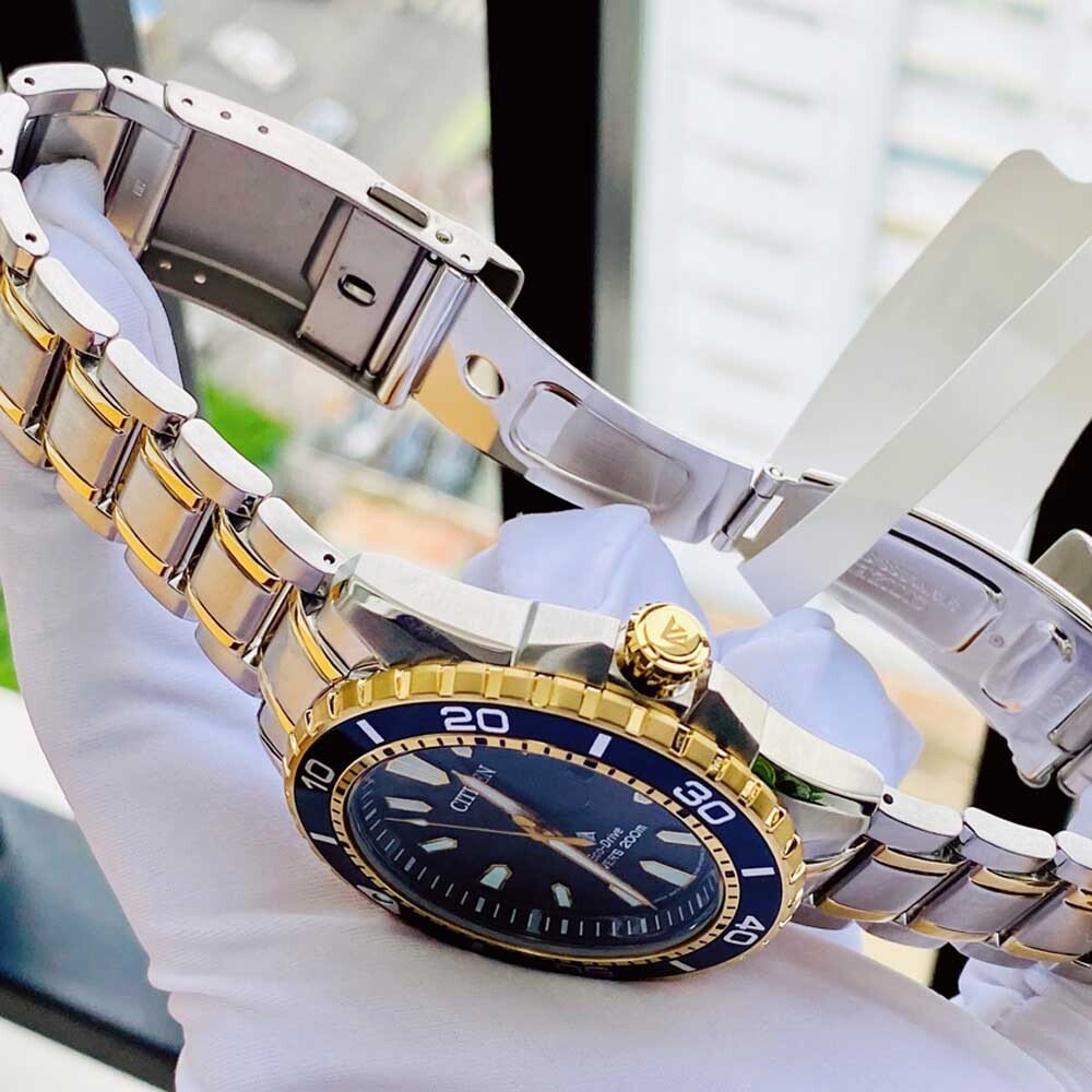 Buy Shop Citizen Eco Drive Promaster Diver Black Dial Two Tone Steel Strap Watch For Men - BN0194-57E USA Online