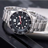 Buy Shop Citizen Mechanical Black Dial Silver Steel Strap Watch For Men - NJ0120-81E USA Online