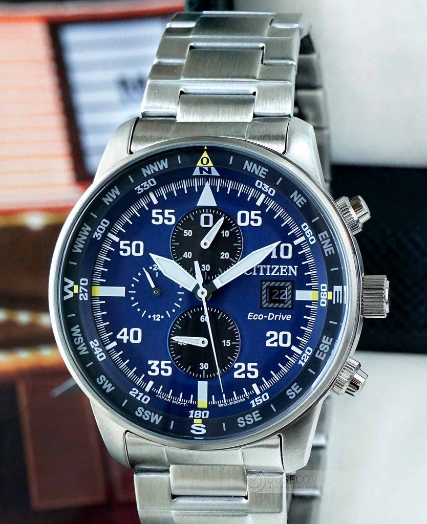 Buy Shop Citizen Eco Drive Chronograph Blue Dial Silver Stainless Steel Watch For Men - CA0690-88L USA Online