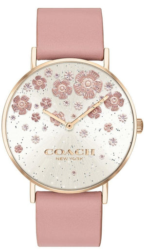 Buy Shop Coach Perry Silver Dial Pink Leather Strap Watch For Women - 14503325 USA Online
