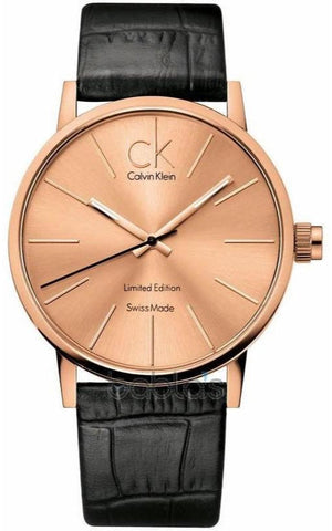 Buy Shop Calvin Klein Post Minimal Gold Dial Black Leather Strap Watch For Men - K7621501 USA Online