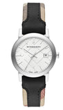 Buy Shop Burberry The City White Dial Black Haymarket Leather Strap Watch for Women - BU9150 USA Online