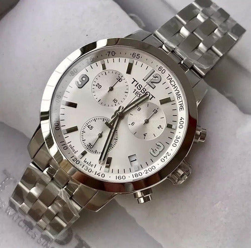 Buy Shop Tissot PRC 200 Chronograph White Dial Silver Steel Strap Watch For Men - T055.417.11.017.00 USA Online