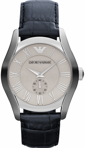 Buy Shop Emporio Armani Valente Quartz Silver Dial Grey Leather Strap Watch For Men - AR1666 USA Online