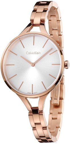 Buy Shop Calvin Klein Graphic Silver Dial Rose Gold Steel Strap Watch for Women - K7E23646 USA Online