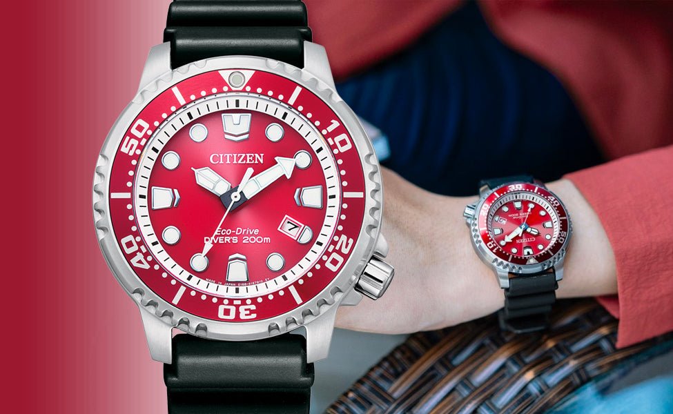 Buy Shop Citizen Eco Drive Promaster Marine Red Dial Black Rubber Strap Watch For Men - BN0159-15X USA Online