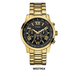 Buy Shop Guess Horizon Chronograph Black Dial Gold Steel Strap Watch For Men - W0379G4 USA Online