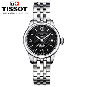 Buy Shop Tissot Le Locle Automatic Small Lady Black Dial Silver Steel Strap Watch For Women - T41.1.183.53 USA Online