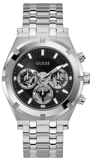 Buy Shop Guess Continental Black Dial Silver Steel Strap Watch for Men - GW0260G1 USA Online