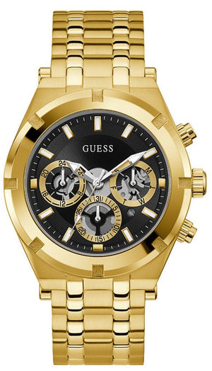 Buy Shop Guess Continental Black Dial Gold Steel Strap Watch for Men - GW0260G2 USA Online