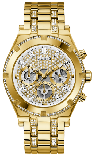 Buy Shop Guess Continental Diamonds Gold Dial Gold Steel Strap Watch for Men - GW0261G2 USA Online