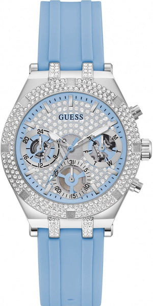 Buy Shop Guess Heiress Diamonds Blue Dial Blue Rubber Strap Watch for Women - GW0407L1 USA Online