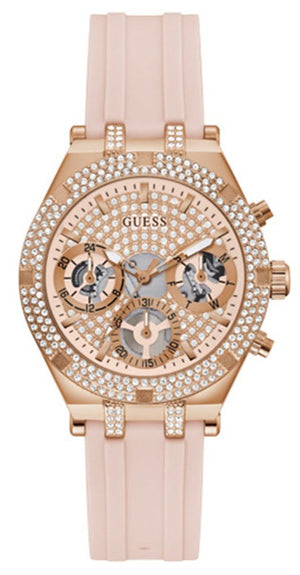 Buy Shop Guess Heiress Diamonds Rose Gold Dial Pink Rubber Strap Watch for Women - GW0407L3 USA Online