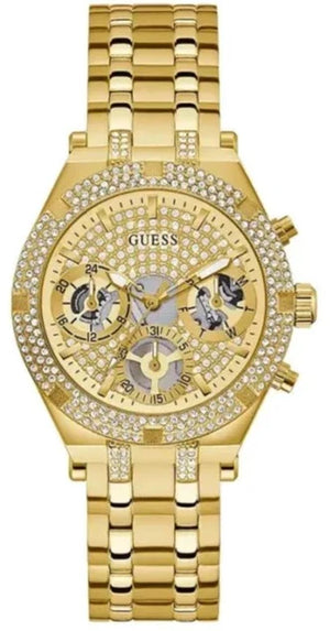 Buy Shop Guess Heiress Multifunction Diamonds Gold Dial Gold Steel Strap Watch for Women - GW0440L2 USA Online