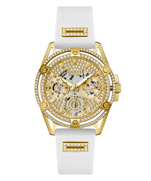 Buy Shop Guess Queen Quartz Gold Dial White Silicone Strap Watch For Women - GW0536L2 USA Online