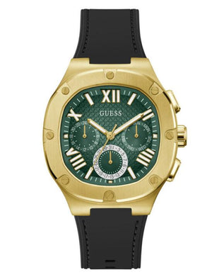 Buy Shop Guess Headliner Multifunction Green Dial Black Silicone Strap Watch For Men - GW0571G3 USA Online