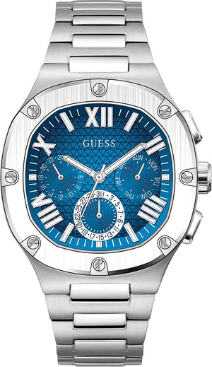 Buy Shop Guess Headliner Multifunction Blue Dial Silver Steel Strap Watch For Men - GW0572G1 USA Online