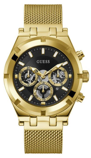 Buy Shop Guess Continental Chronograph Black Dial Gold Mesh Strap Watch For Men - GW0582G2 USA Online