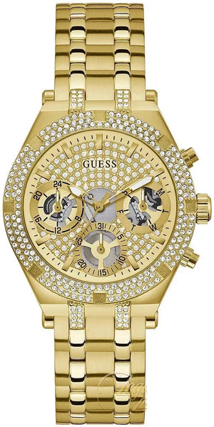 Buy Shop Guess Heiress Multifunction Diamonds Gold Dial Gold Steel Strap Watch for Women - GW0440L2 USA Online