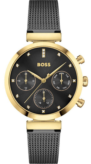 Buy Shop Hugo Boss Flawless Black Dial Black Mesh Bracelet Watch for Women - 1502627 USA Online