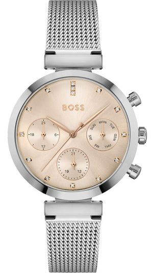 Buy Shop Hugo Boss Flawless Pink Dial Silver Mesh Bracelet Watch for Women - 1502625 USA Online