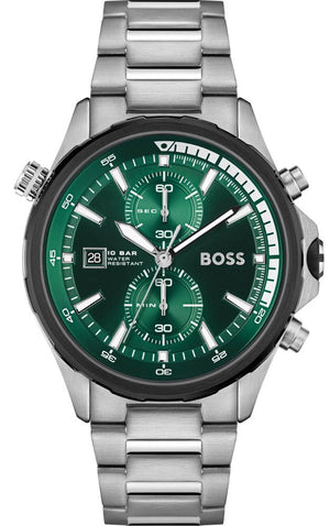 Buy Shop Hugo Boss Globetrotter Green Dial Silver Steel Strap Watch for Men - 1513930 USA Online