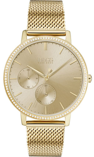 Buy Shop Hugo Boss Infinity Gold Dial Gold Mesh Bracelet Watch for Women - 1502520 USA Online