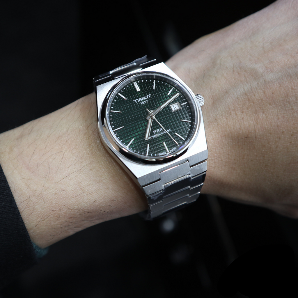 Buy Shop Tissot PRX Powermatic 80 Green Dial Silver Steel Strap Watch For Men - T137.407.11.091.00 USA Online