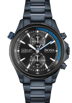 Buy Shop Hugo Boss Globetrotter Black Dial Black Steel Strap Watch for Men - 1513824 USA Online