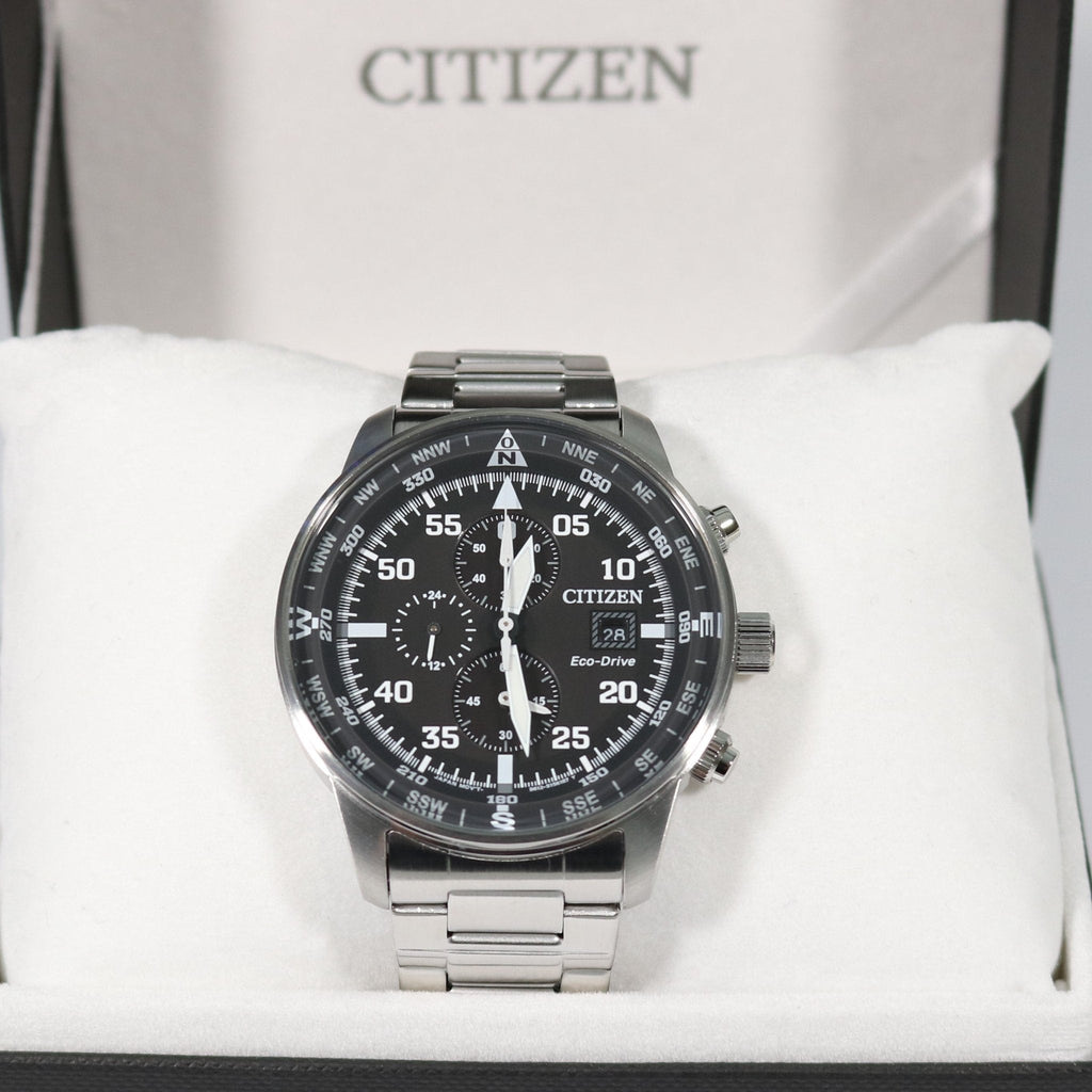 Buy Shop Citizen Eco Drive Chronograph Black Dial Silver Steel Strap Watch For Men - CA0690-88E USA Online