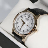 Buy Shop Citizen Watch Eco Drive Day & Date White Dial Black Leather Strap Watch For Men - AO9003-16A USA Online