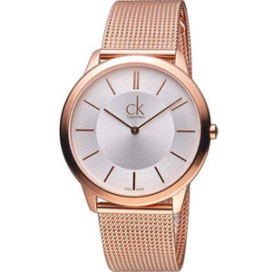 Buy Shop Calvin Klein Minimal White Dial Rose Gold Mesh Bracelet Watch for Men - K3M21626 USA Online