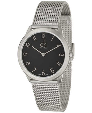 Buy Shop Calvin Klein Minimal Black Dial Silver Mesh Bracelet Watch for Women - K3M52151 USA Online