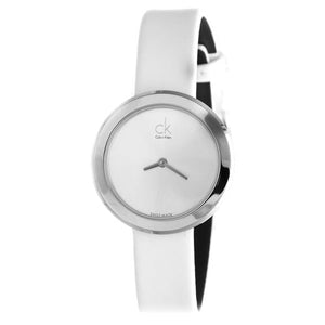 Buy Shop Calvin Klein Firm Silver Dial White Leather Strap Watch for Women - K3N231L6 USA Online