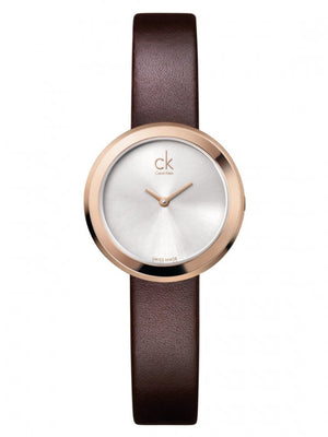 Buy Shop Calvin Klein Firm White Dial Brown Leather Strap Watch for Women - K3N236G6 USA Online