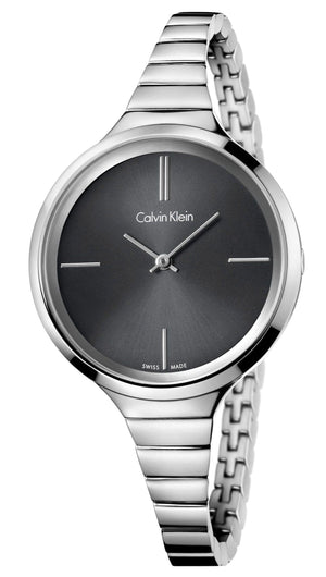 Buy Shop Calvin Klein Lively Black Dial Silver Steel Strap Watch for Women - K4U23121 USA Online