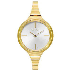 Buy Shop Calvin Klein Lively White Dial Gold Steel Strap Watch for Women - K4U23526 USA Online