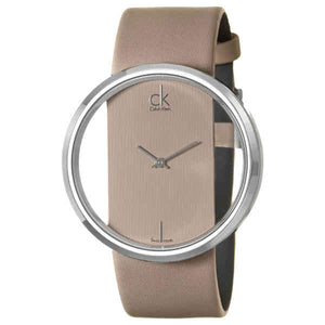 Buy Shop Calvin Klein Glam Transparent Dial Beige Leather Strap Watch for Women - K9423162 USA Online