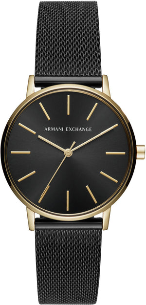 Buy Shop Armani Exchange Lola Three Hand Black Dial Black Mesh Strap Watch For Women - AX5548 USA Online